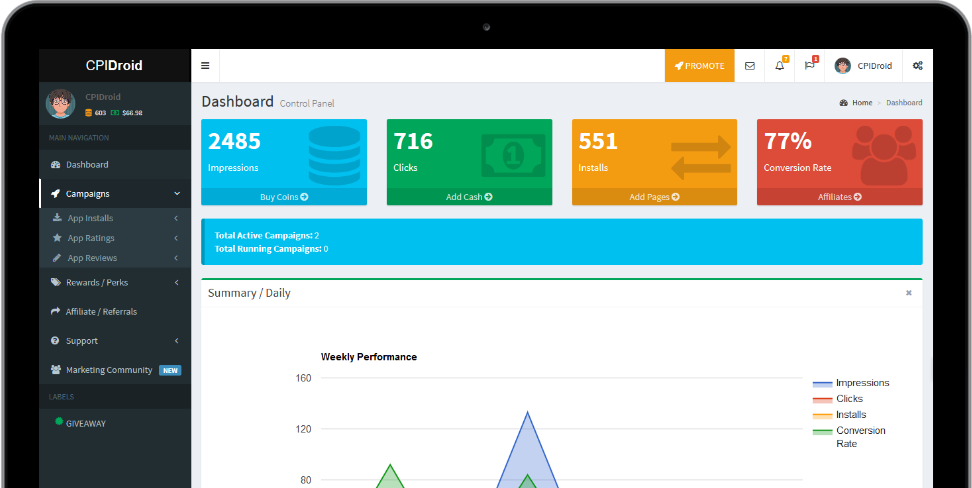 ​New Dashboard launched for CPIDroid.com with tons of new features + iOS support !